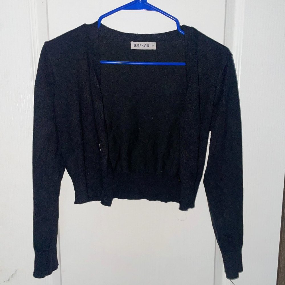 Black Cropped Cardigan